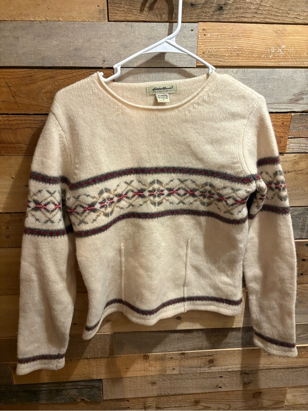 Eddie Bauer Cream Crewneck Sweater, 100% authentic Lambswool